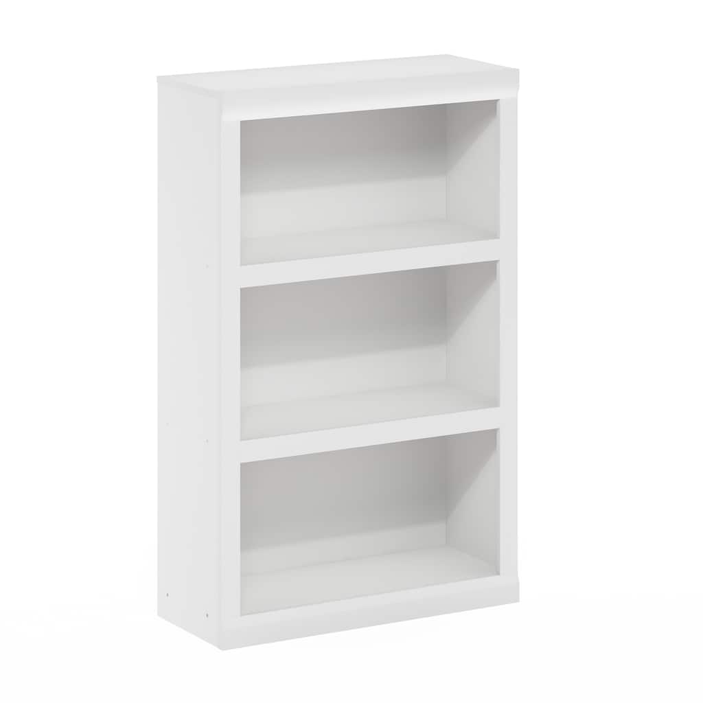38.98 in. Tall White Wood 3-Shelf Bookcase