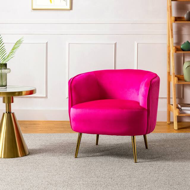 Sthenelus Barrel Chair with Ruched Design - FUCHSIA
