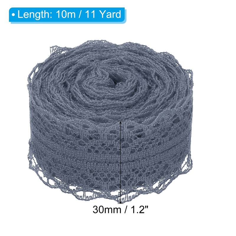2pcs 1.2" Wide 11 Yards Lace Trim Ribbon Sewing Lace Wrapping Decor - Grey