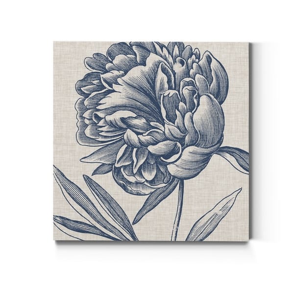 slide 2 of 16, Indigo Floral on Linen II-Premium Gallery Wrapped Canvas