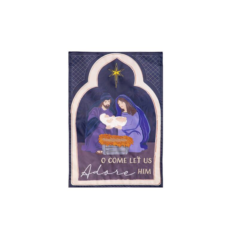 28 in. x 44 in. Come Let Us Adore Him Applique House Flag - Multicolor - 28 in x 44 in