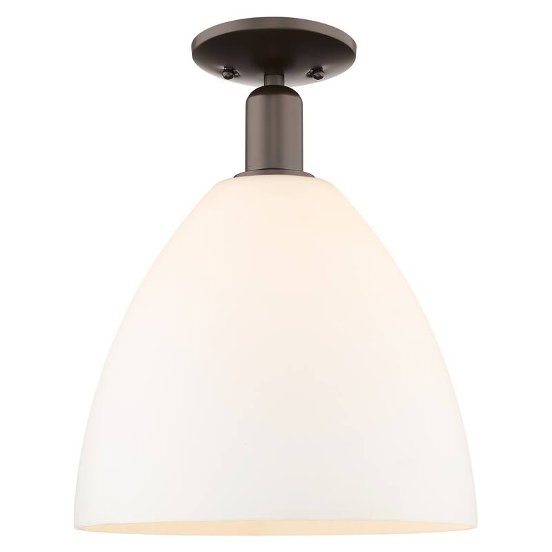 Innovations Lighting Endless Possibilities Arcadia - Bristol - 1 Light 12" Semi-Flush Mount - Oil Rubbed Bronze/Matte White