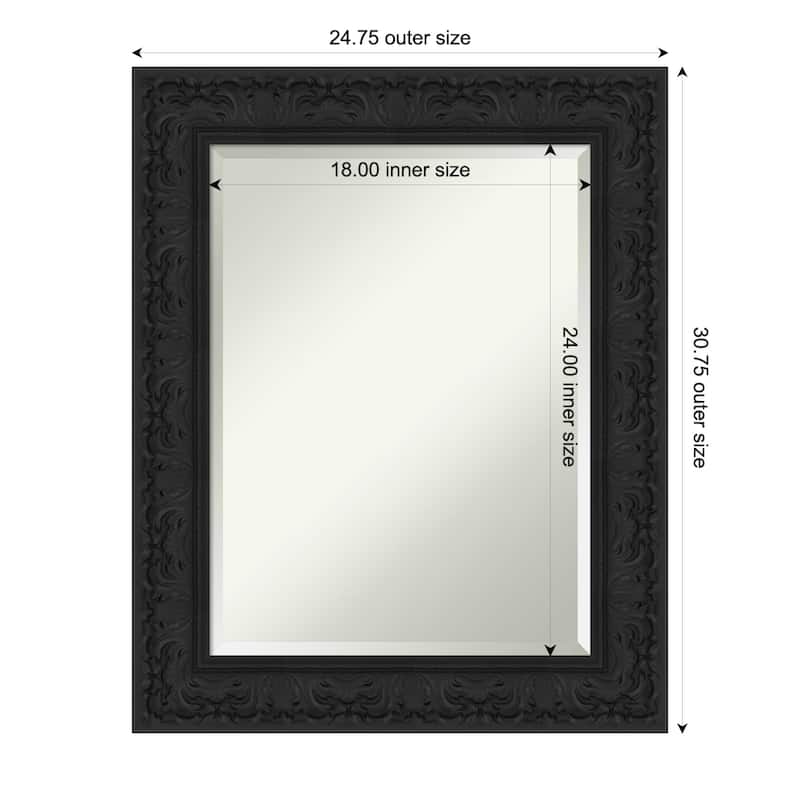 Luxe Beveled Framed Wall Mirror - 25 x 31 in - Luxe Black