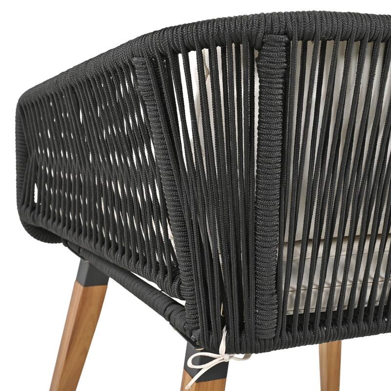 6-Piece Rope Patio Furniture Set with Acacia Wood Cool Bar Table & Deep Seating