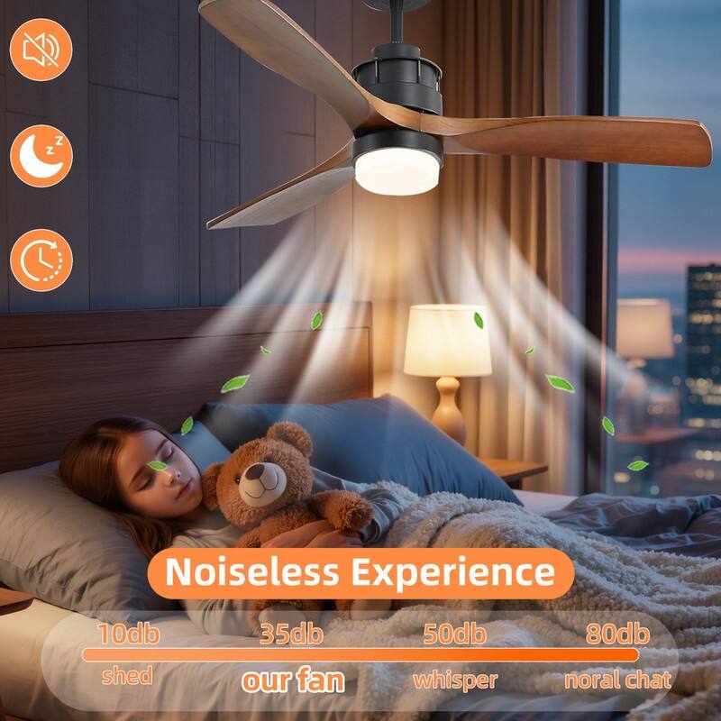 60" Black & 52" White Ceiling Fans with LED Light & Reversible DC Motors