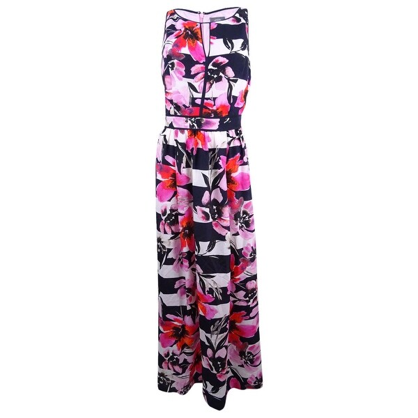 floral and stripe maxi dress