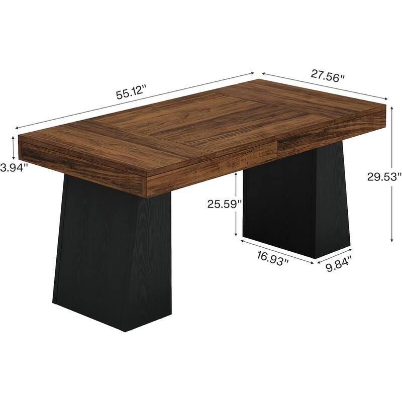 55-Inch Dining Table for 4-6, Rectangular Dining Room Table with Sturdy Legs
