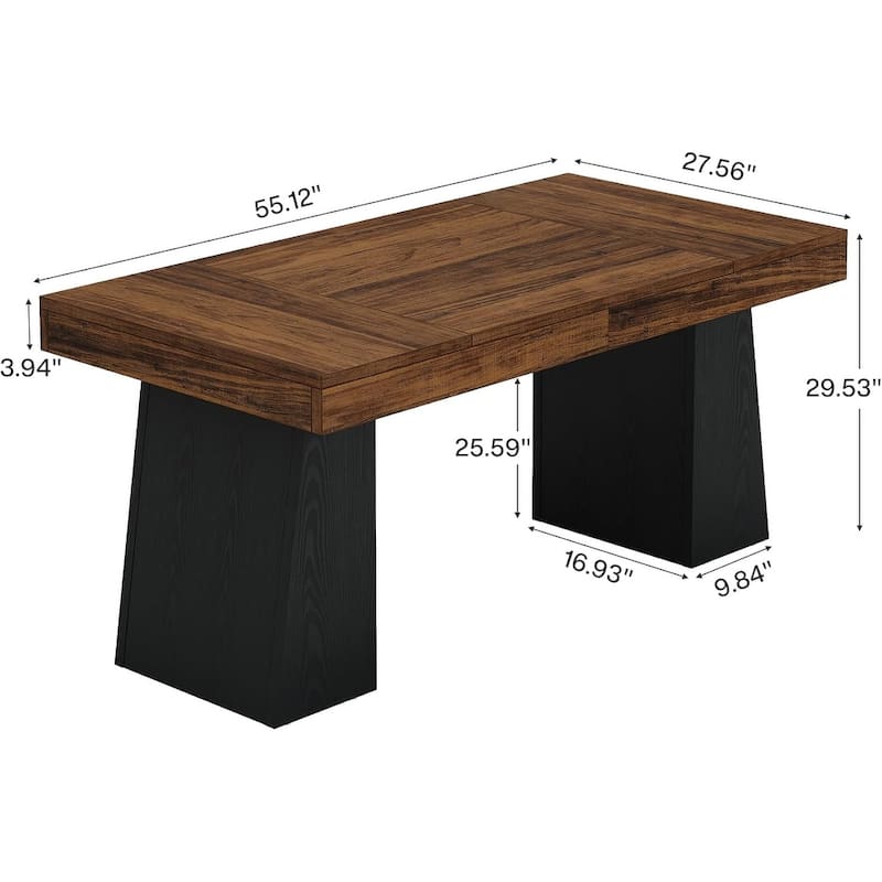 55 Inches Dining Table for 4-6, Rectangular Dining Room Table with Sturdy Legs