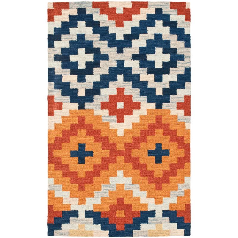 SAFAVIEH Handmade Chelsea Dikkie French Country Wool Rug - 1'8" x 2'6" - Orange/Multi