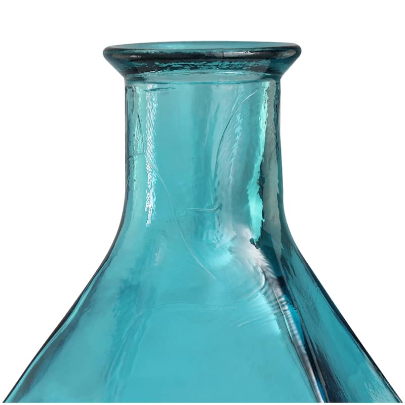Exquisite Recycled Glass Tall Spanish Bottleneck Vase - Blue or Teal