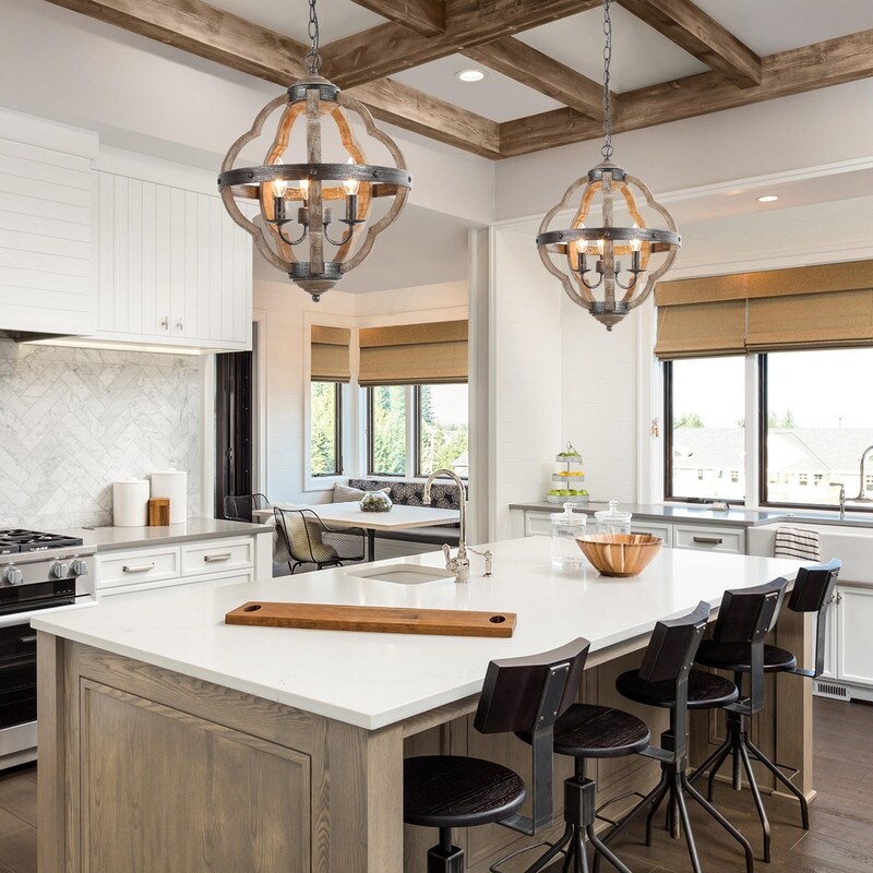 The Gray Barn Farmhouse 4 Light Chandelier French Country Rustic Ceiling Light for Living Room W15 xH19