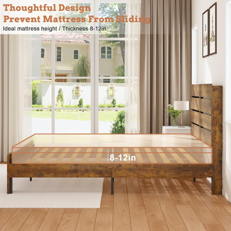 Bed Frame with Headboard and Footboard, with Under Bed Storage, LED Lights, Charging Station