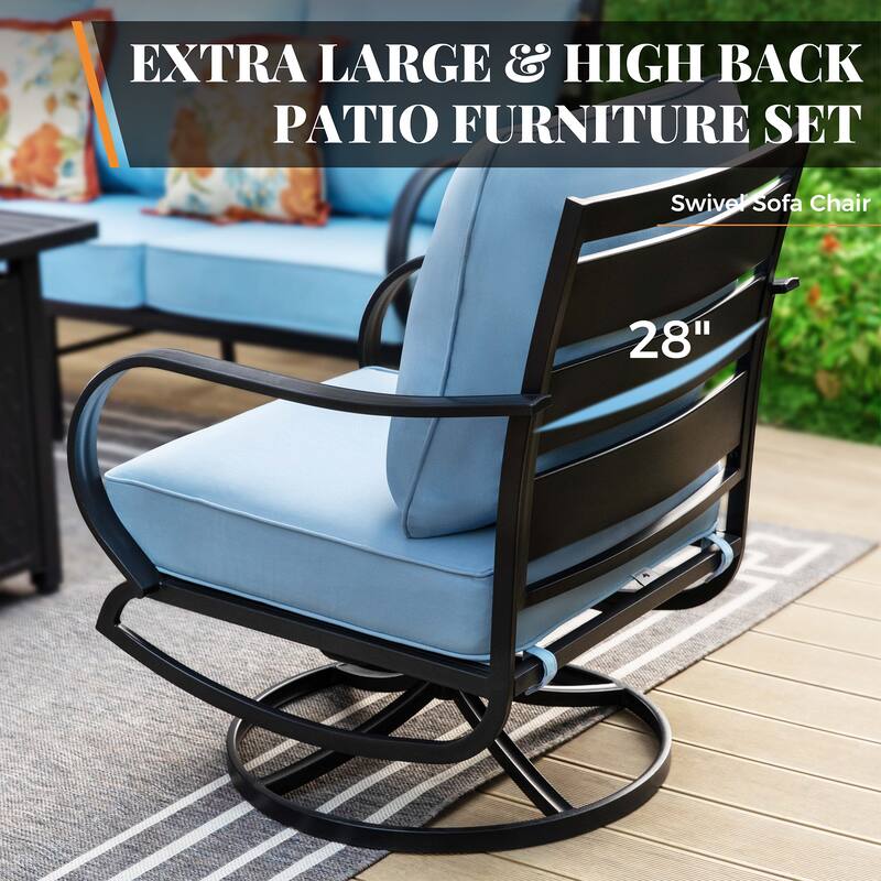 MAISON ARTS Patio Conversation Set 5 Pieces with 28'' Gas Fire Pit Table