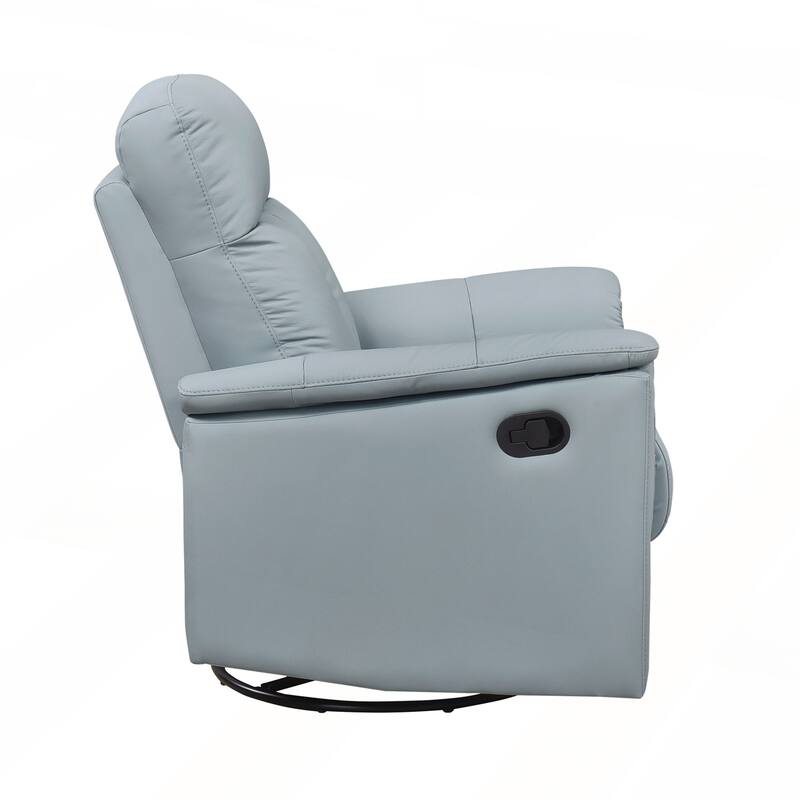 Silver Color Leather Upholstered Reclining Chair