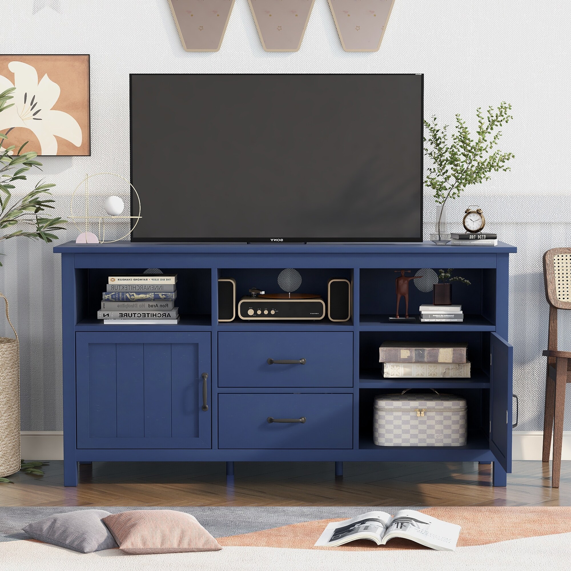 Blue tv hot sale console table