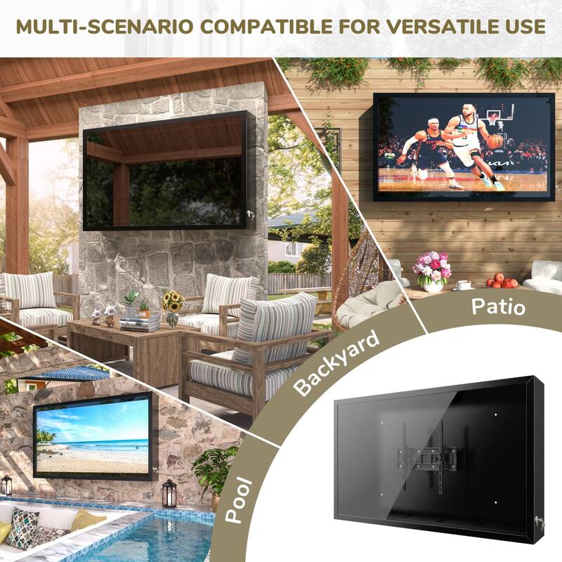 VEIKOUS 43" Outdoor TV Enclosure Weatherproof, Full Motion TV Bracket, All-Weather Protection