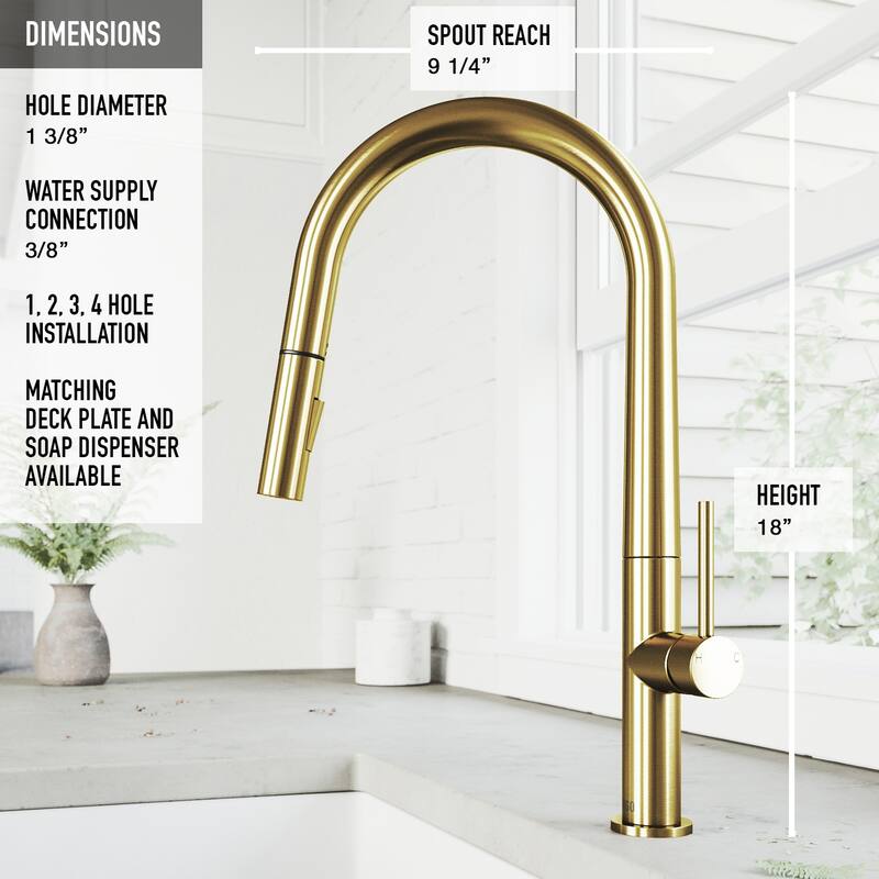 VIGO Greenwich 18" H Single Handle Pull-Down Sprayer Kitchen Faucet