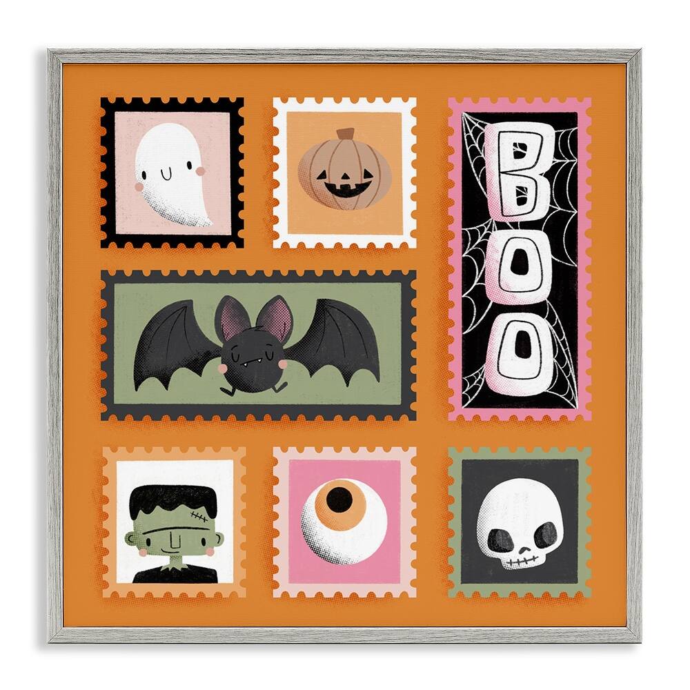 Stupell Spooky Cute Halloween Stamps Framed Giclee Art Design By Sarah Hickman