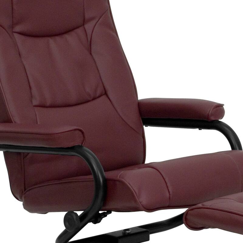 Contemporary Multi-Position Recliner and Ottoman with Wrapped Base