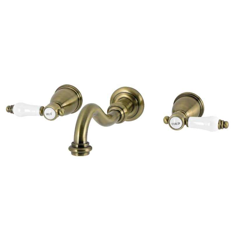 Kingston Brass Bel-Air Double-Handle Wall Mount Bathroom Faucet - Antique Brass