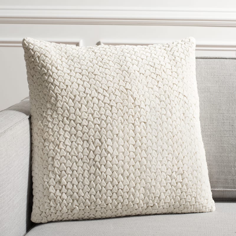 SAFAVIEH Callum Weave Ruched Cream 20-inch Decorative Pillow