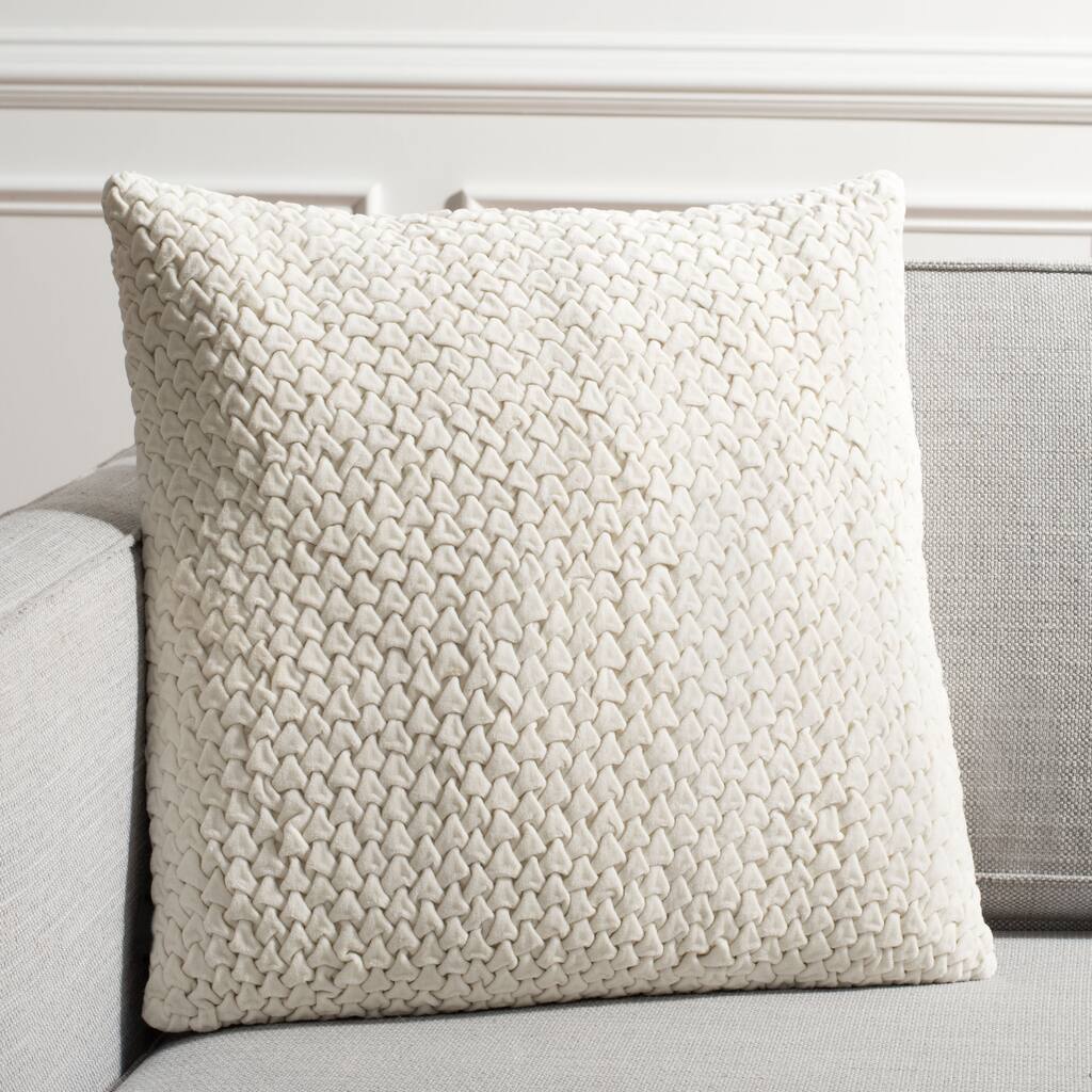 SAFAVIEH Callum Weave Ruched Cream 20-inch Decorative Pillow