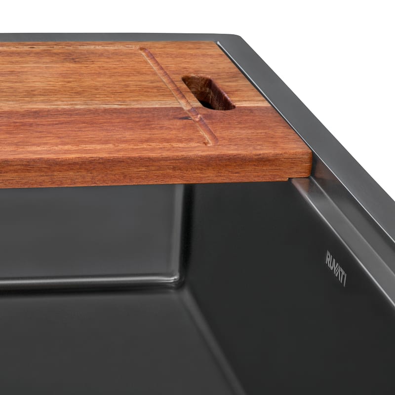 Ruvati 30-inch Gunmetal Black Stainless Steel Workstation Undermount Kitchen Sink - RVH6530BL