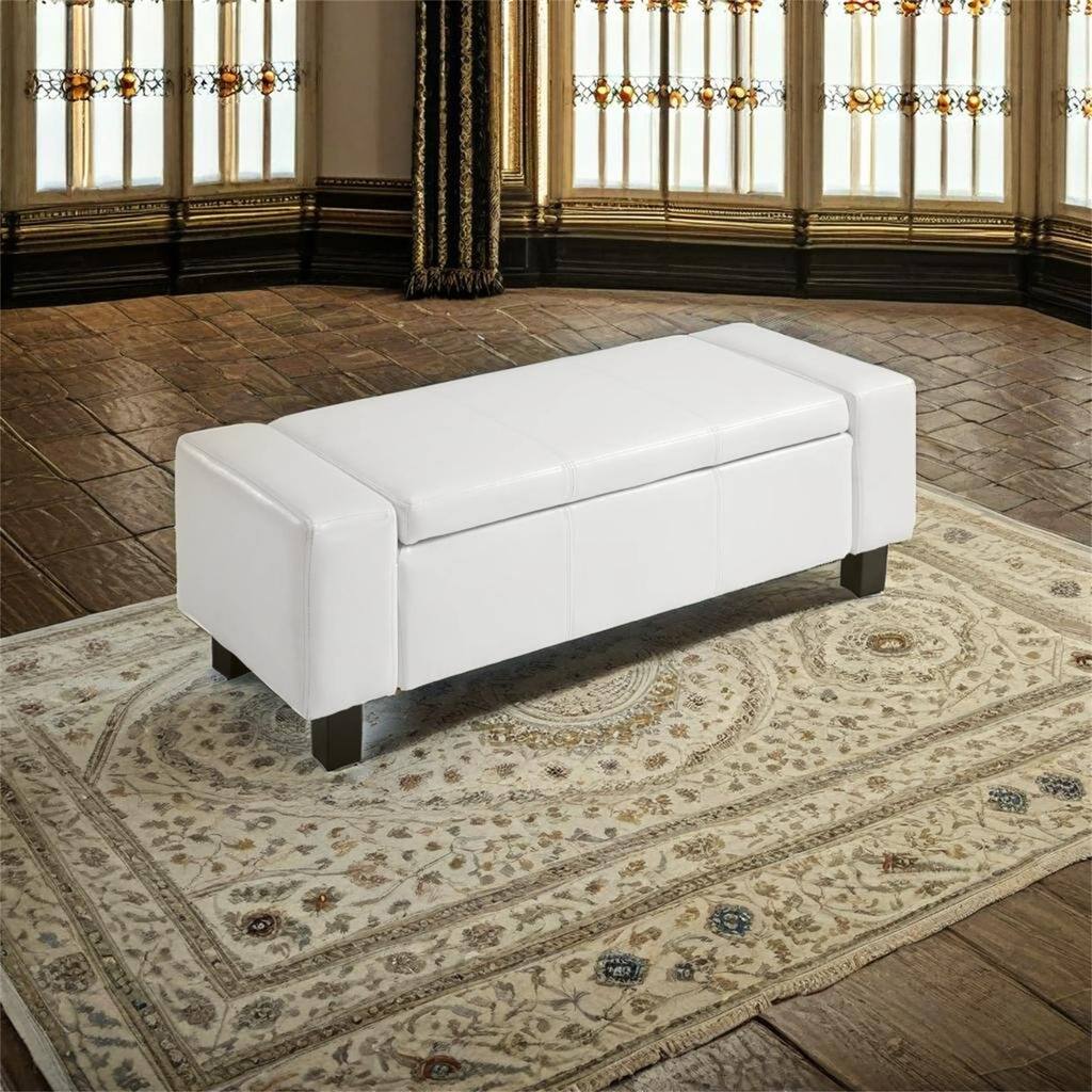 Tufted Faux Leather Storage Bench