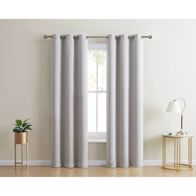HLC.me Laurance 100% Blackout Curtains - Thermal Insulation Energy Efficient Grommet Window Curtains, Set of 2 - 42 W x 84 L per panel - Set of 2 - Light Grey
