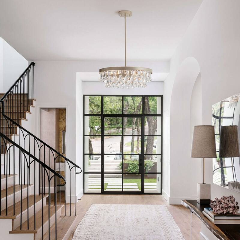 Viviana 4-light Crystal Teardrop Round Chandelier