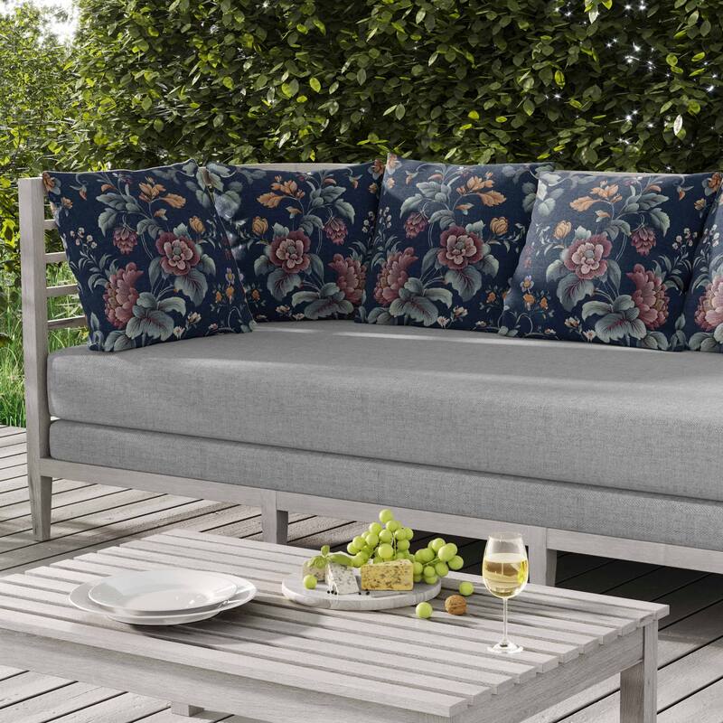Orchit Magic Indoor/Outdoor Reversible Throw Pillow Indigo and Purple