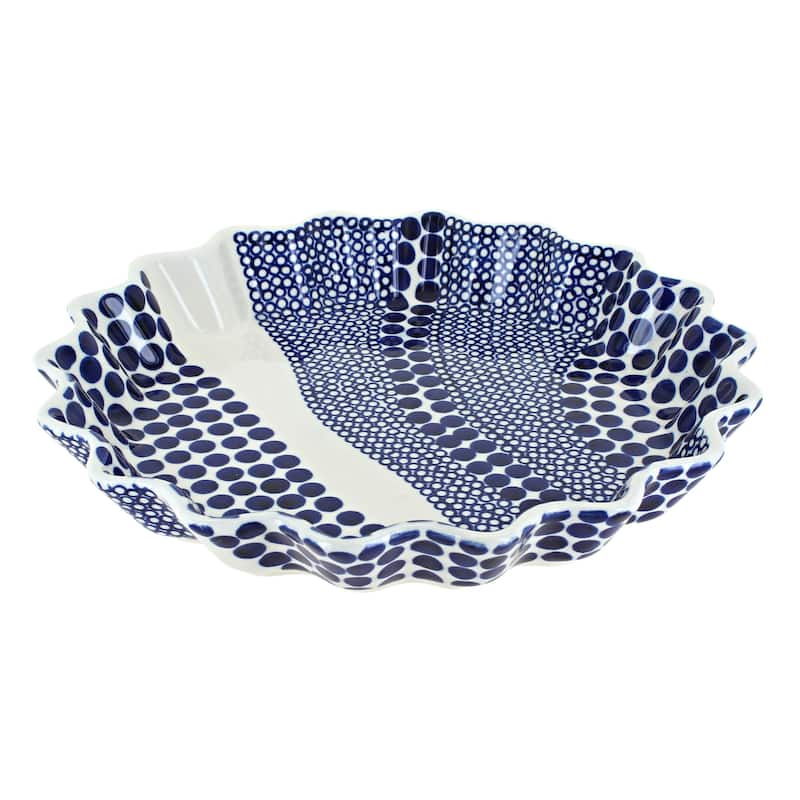 Blue Rose Polish Pottery 1331 Zaklady Scallop Quiche Dish