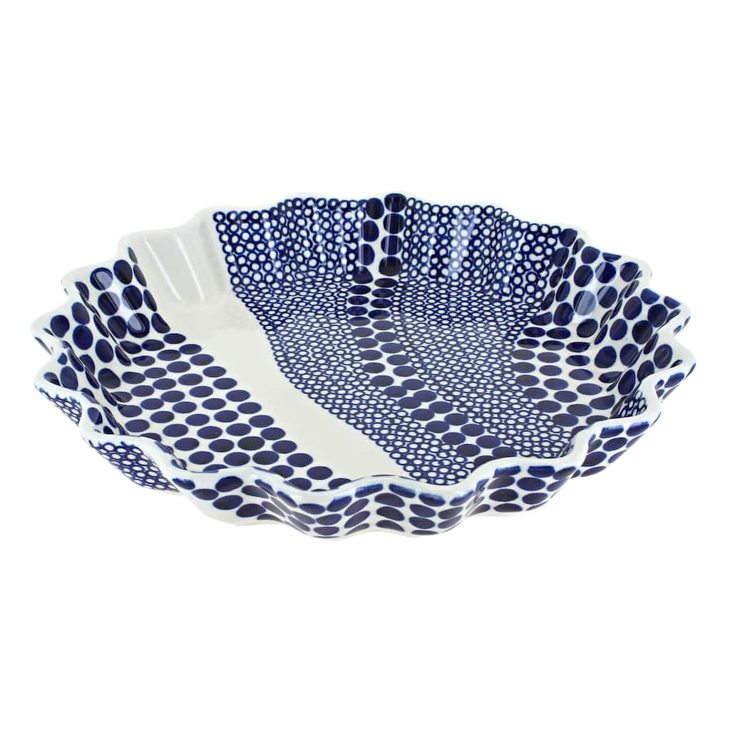 Blue Rose Polish Pottery 1331 Zaklady Scallop Quiche Dish