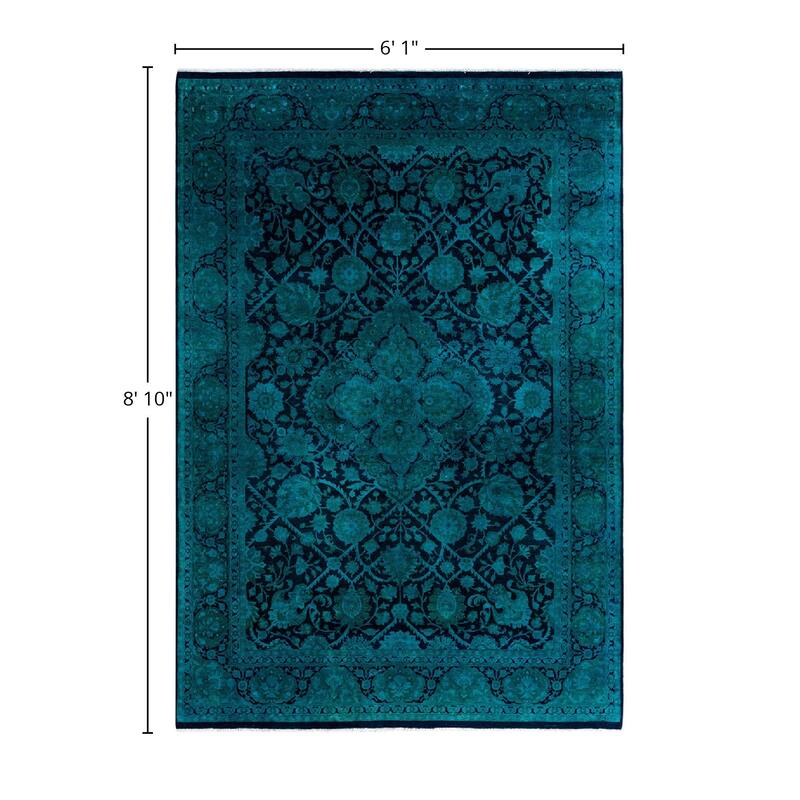 Fine Vibrance One-of-a-Kind Hand-Knotted Area Rug - Navy, 6' 1" x 8' 10" - 6' 1" x 8' 10"