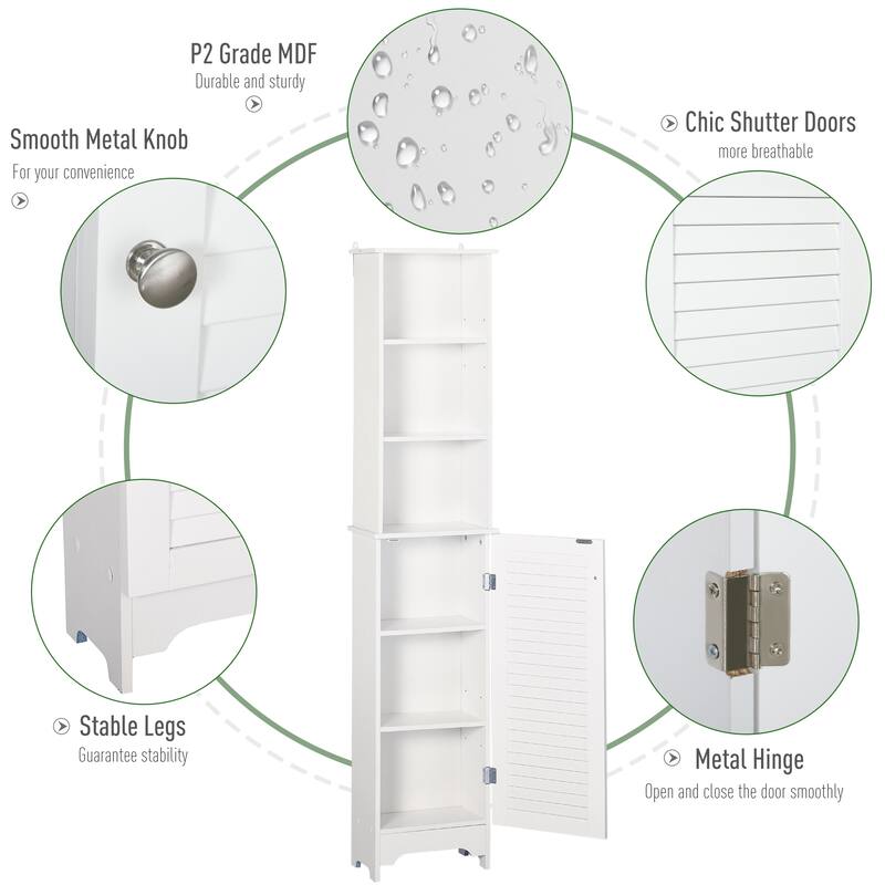 HOMCOM Freestanding Bathroom Storage Cabinet Organizer Tower