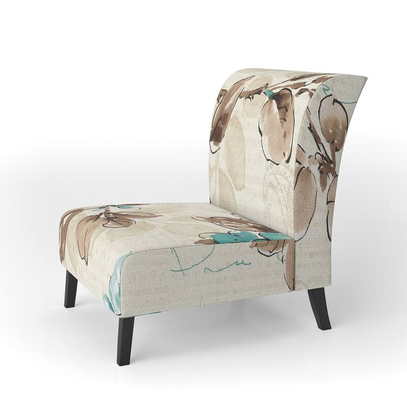 Designart "Beige Bird Wings" Upholstered Cottage Accent Chair - Arm Chair - Slipper Chair