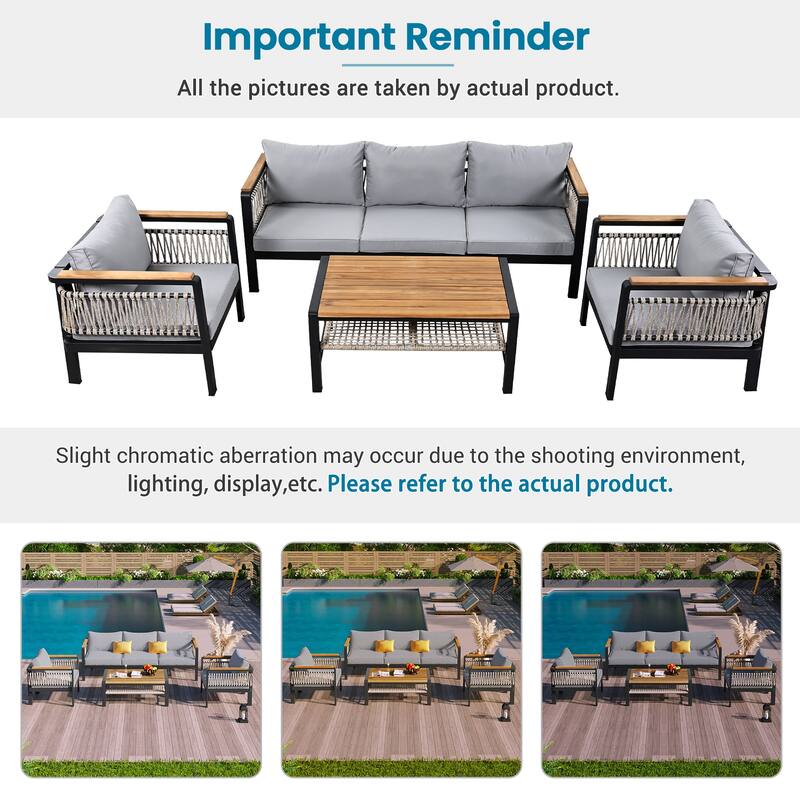 4 Pieces Outdoor Sectional Sofa Set, 5-person Patio Seating Group Outdoor Conversation Set for Patios, Gardens or Balcony