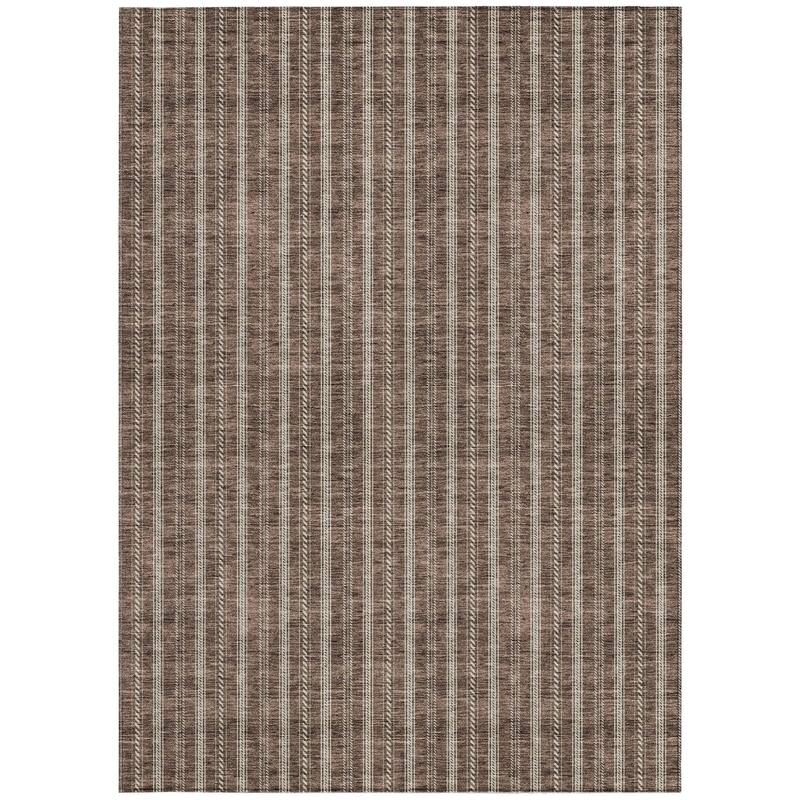 HomeRoots Striped Transitional Rectangle Outdoor Rug