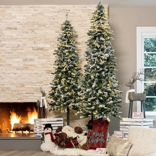 Pre lit flocked pencil christmas tree outlet