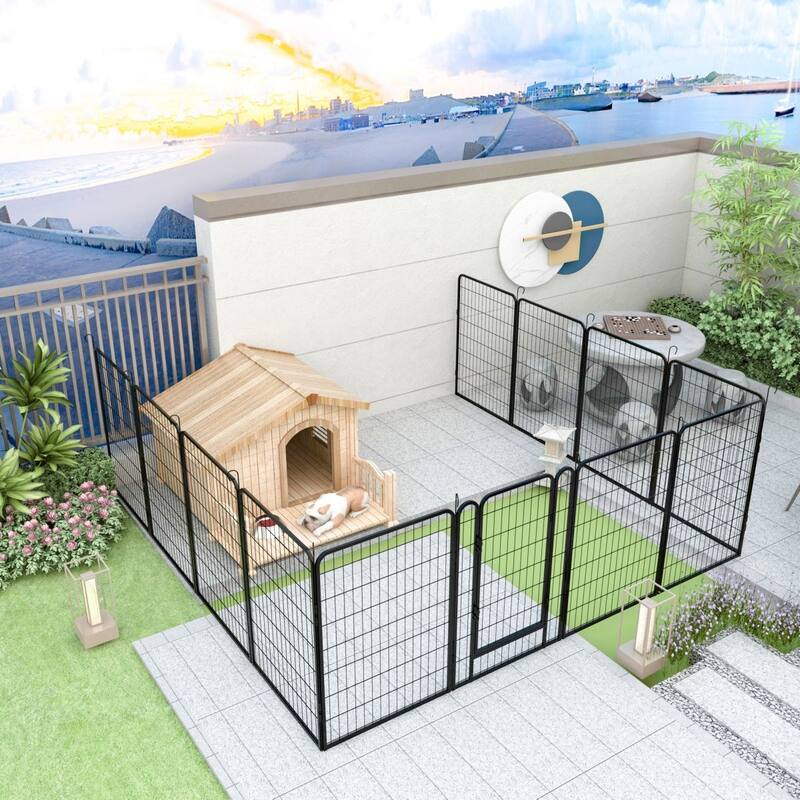 Heavy Duty Metal Dog Playpen with Door and 6 to 16 Panels for Indoor Outdoor