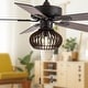 preview thumbnail 4 of 12, Leigh River of Goods Brown Oil-Rubbed Bronze and Wood Caged Ceiling Fan with Light - 42" x 42" x 15"/20"