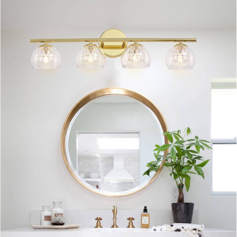 4 - Light Gold Vanity Light Glass Shade For Bathroom