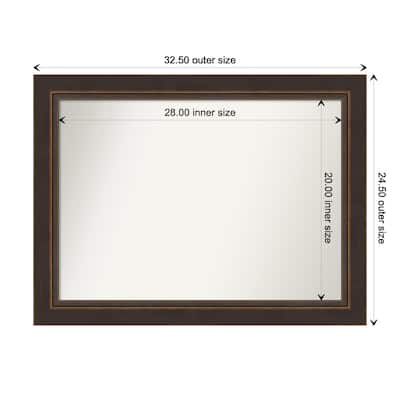 Lara Bronze Framed Non-Beveled Custom Wall Mirror, Bathroom Vanity Mirror