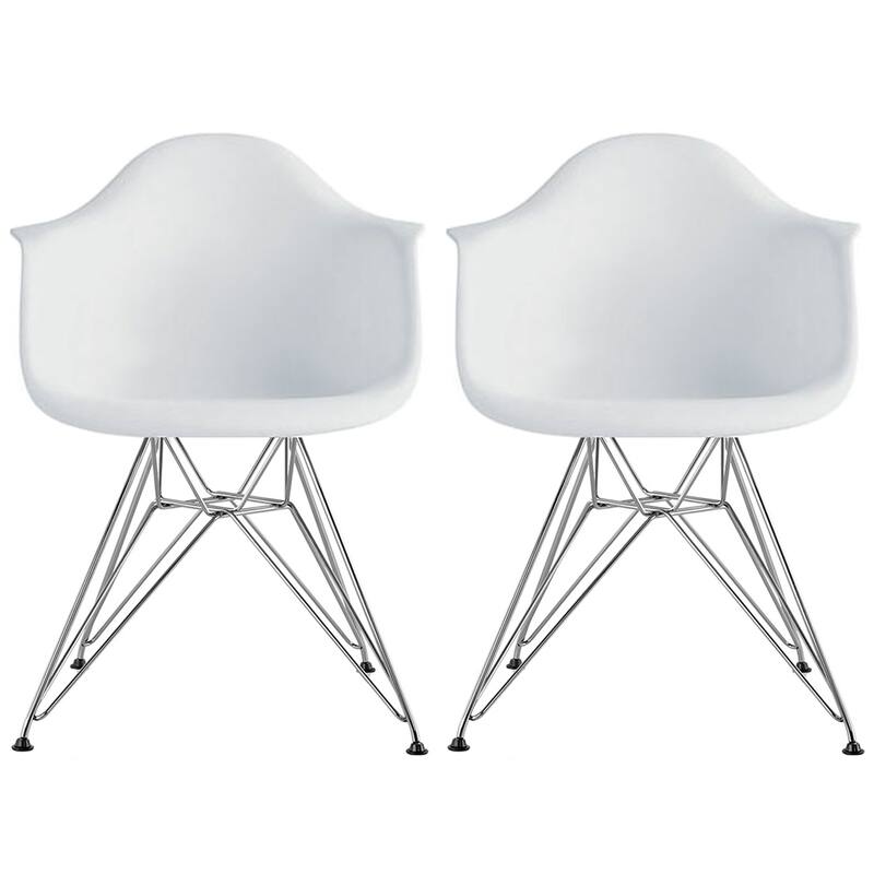 Plastic Eiffel With Arm Chairs Chrome Wire Legs (Set of 2)