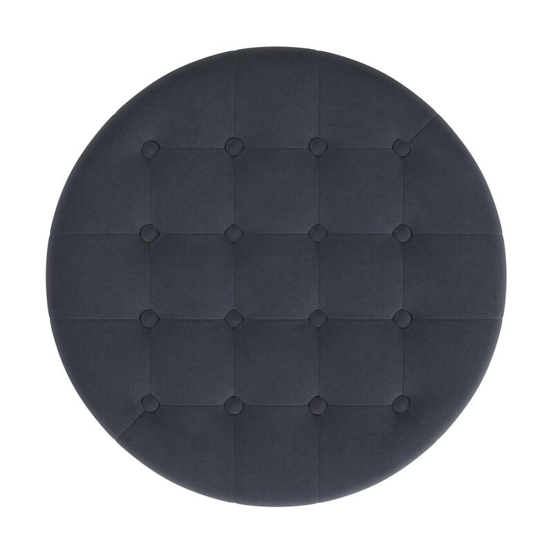 HomePop Button Tufted Round Storage Ottoman
