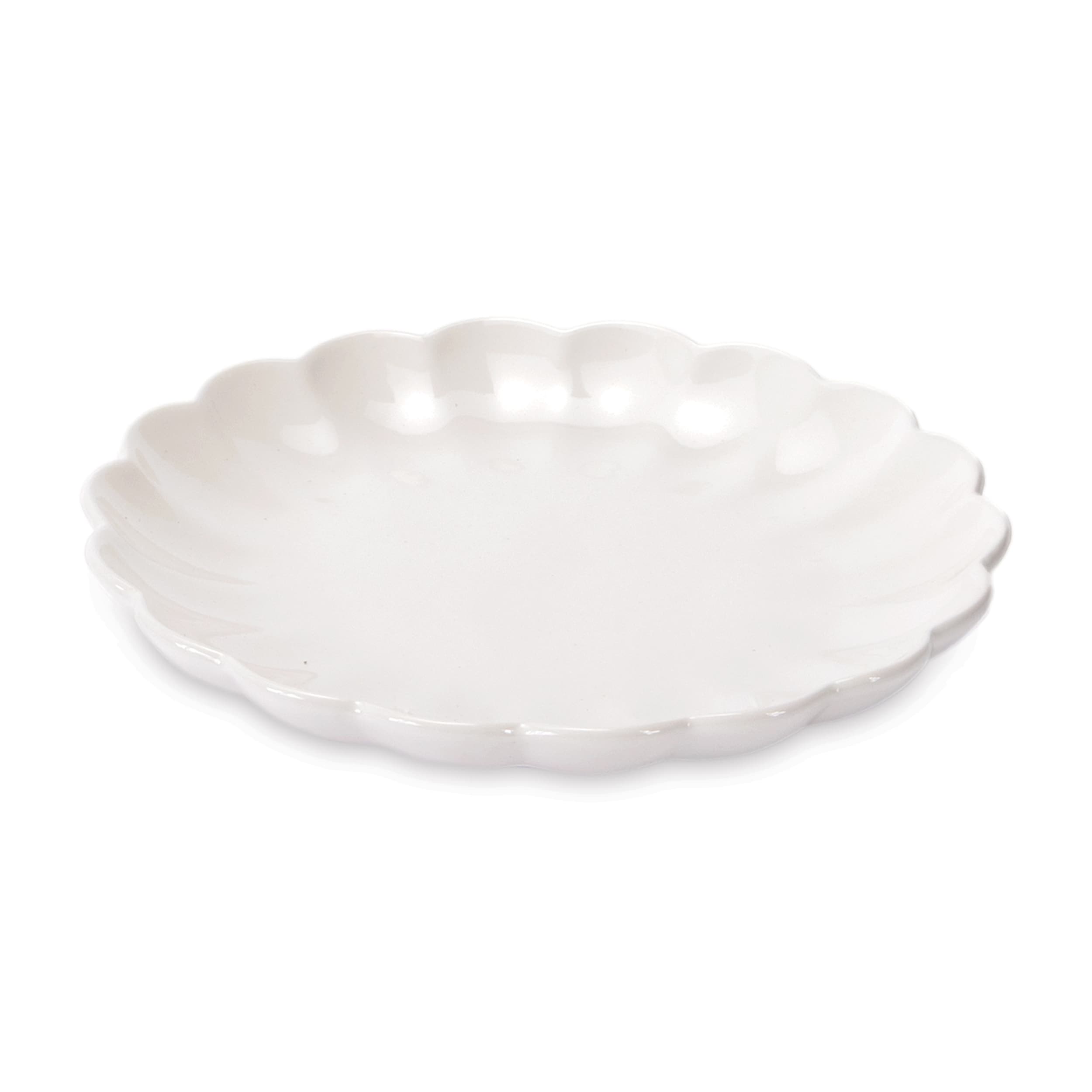 White Scalloped Stoneware Dessert Plate (Set of 4)