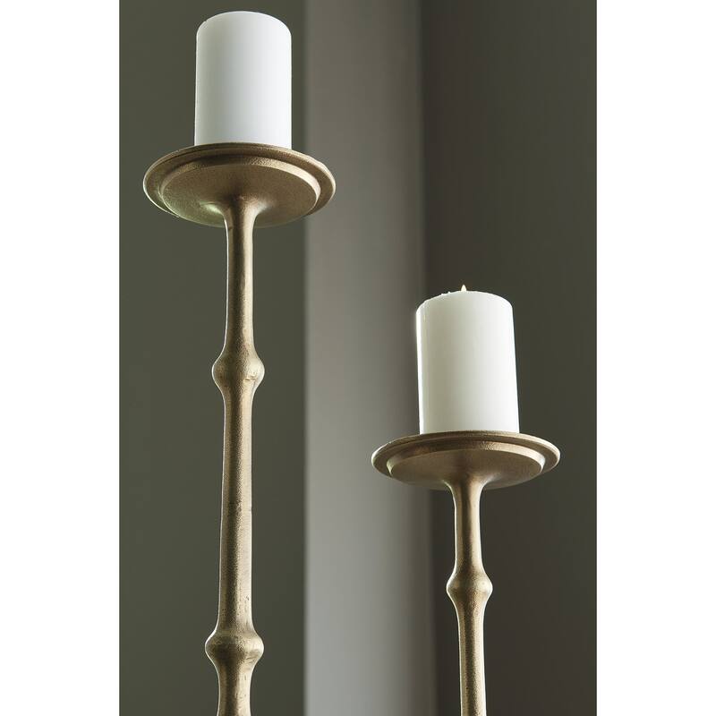 Signature Design by Ashley Larwick Gold Candle Holder (Set of 2) - 6" W x 6" D x 26" H