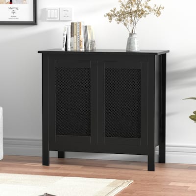 Anmytek Modern 2-Door Wood Black Kitchen Buffet Sideboard Accent Storage Cabinet with Adjustable Shelf