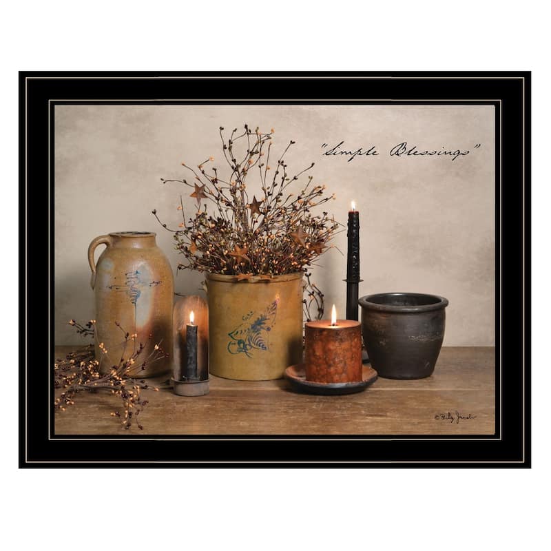 TrendyDecor4U Farmhouse "Simple Blessings" Framed Print Wall Art by Billy Jacobs