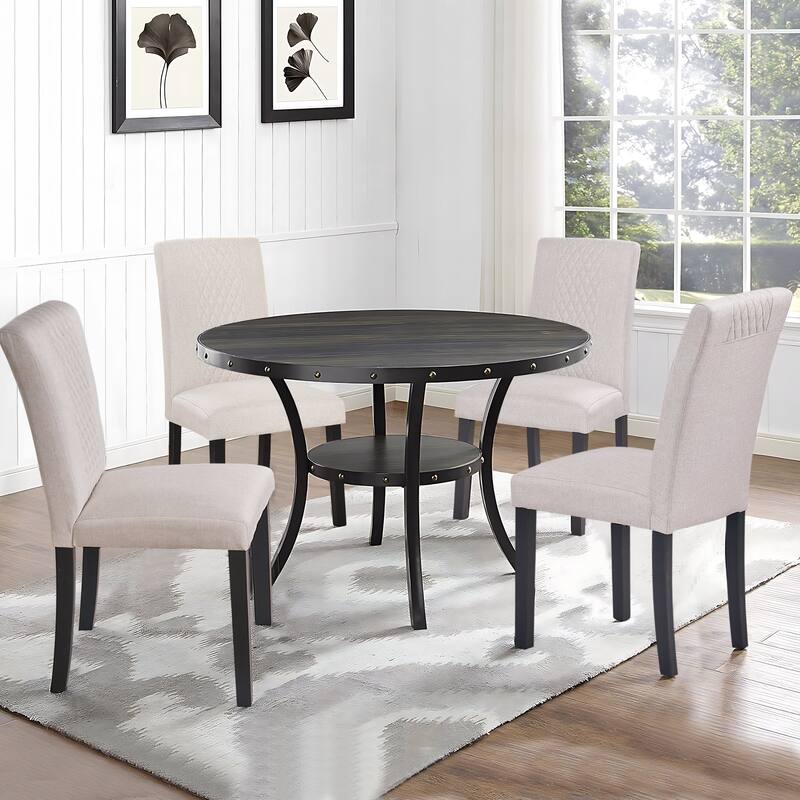 Modern Dining Chairs Set of 2/4/6 Upholstered Dining Chairs with Solid Wood Legs and High Back Dining Room Chairs - Set of 4 - Beige